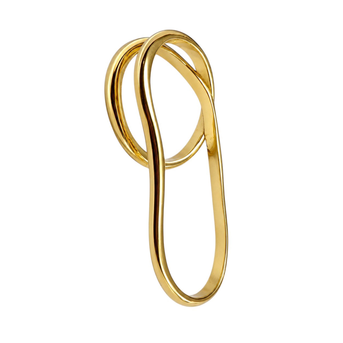 Anzora Jewel gold-tone infinity loop ring with a polished finish and sculptural, intertwined elongated design.