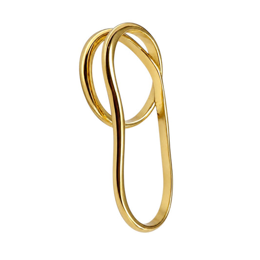 Anzora Jewel gold-tone infinity loop ring with a polished finish and sculptural, intertwined elongated design.