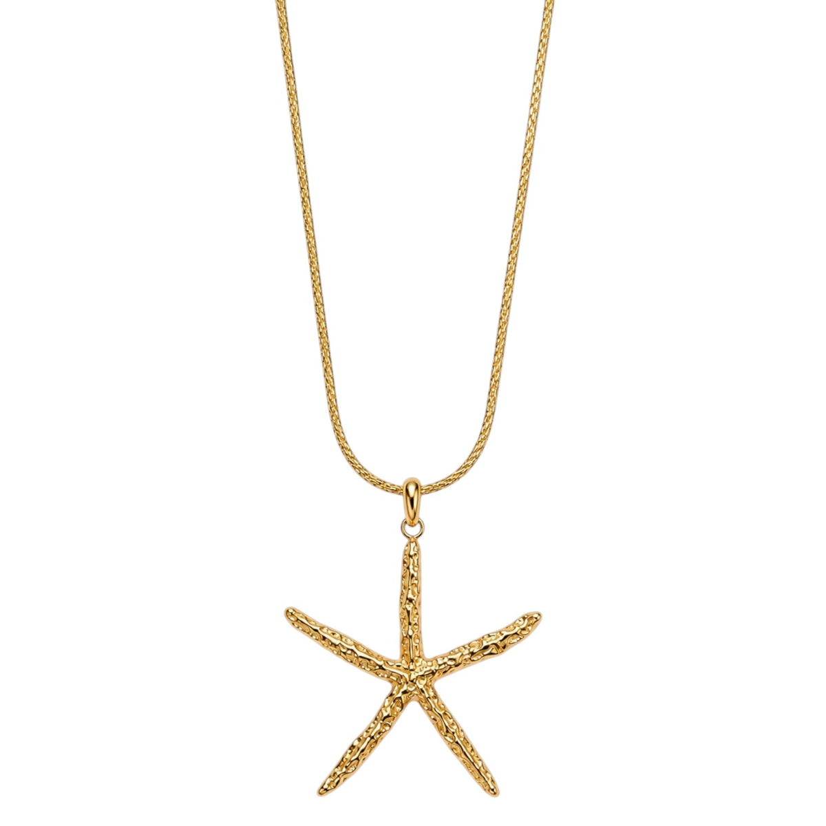 Anzora Jewel Coral Star necklace featuring a textured gold-toned starfish pendant on a delicate matching chain.
