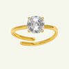 Anzora Jewel Octavia solitaire ring featuring a clear octagonal-cut stone on a polished gold-tone open-ended band.